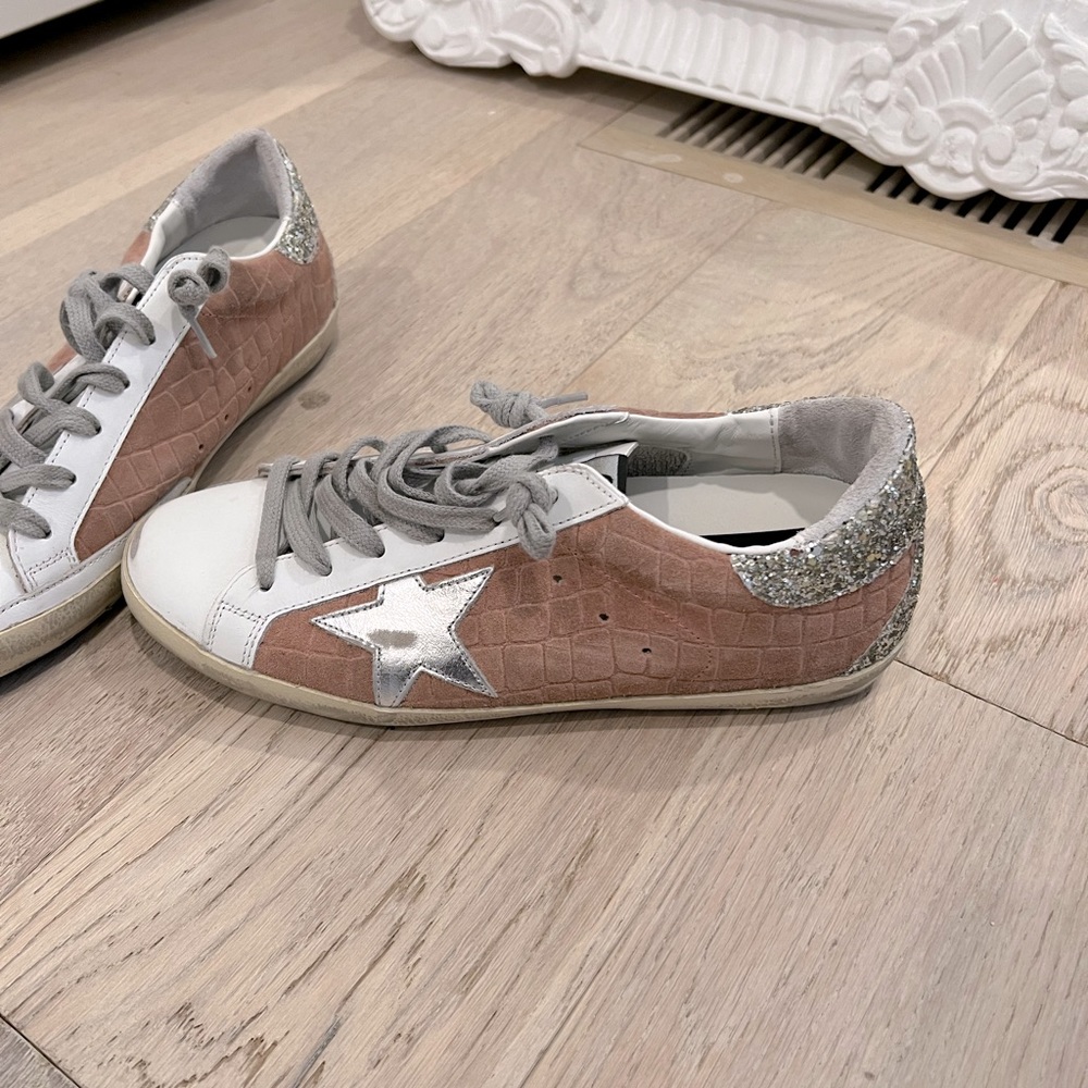 Pink suede golden goose sneakers
